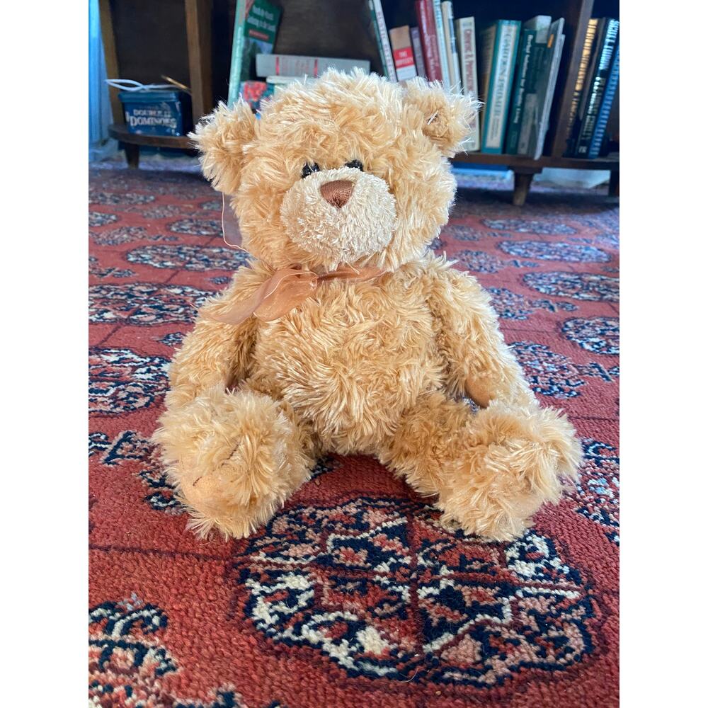 Gund Corin Brown Plush 13" Teddy Bear with Organza Bow Super Soft &‎ Clean